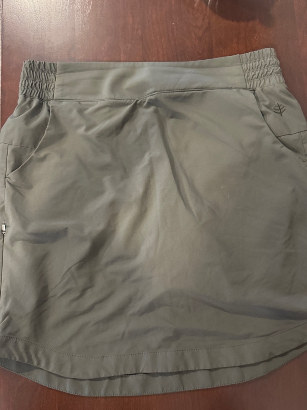 Athletic Olive Green Skort with Side Zip Pocket